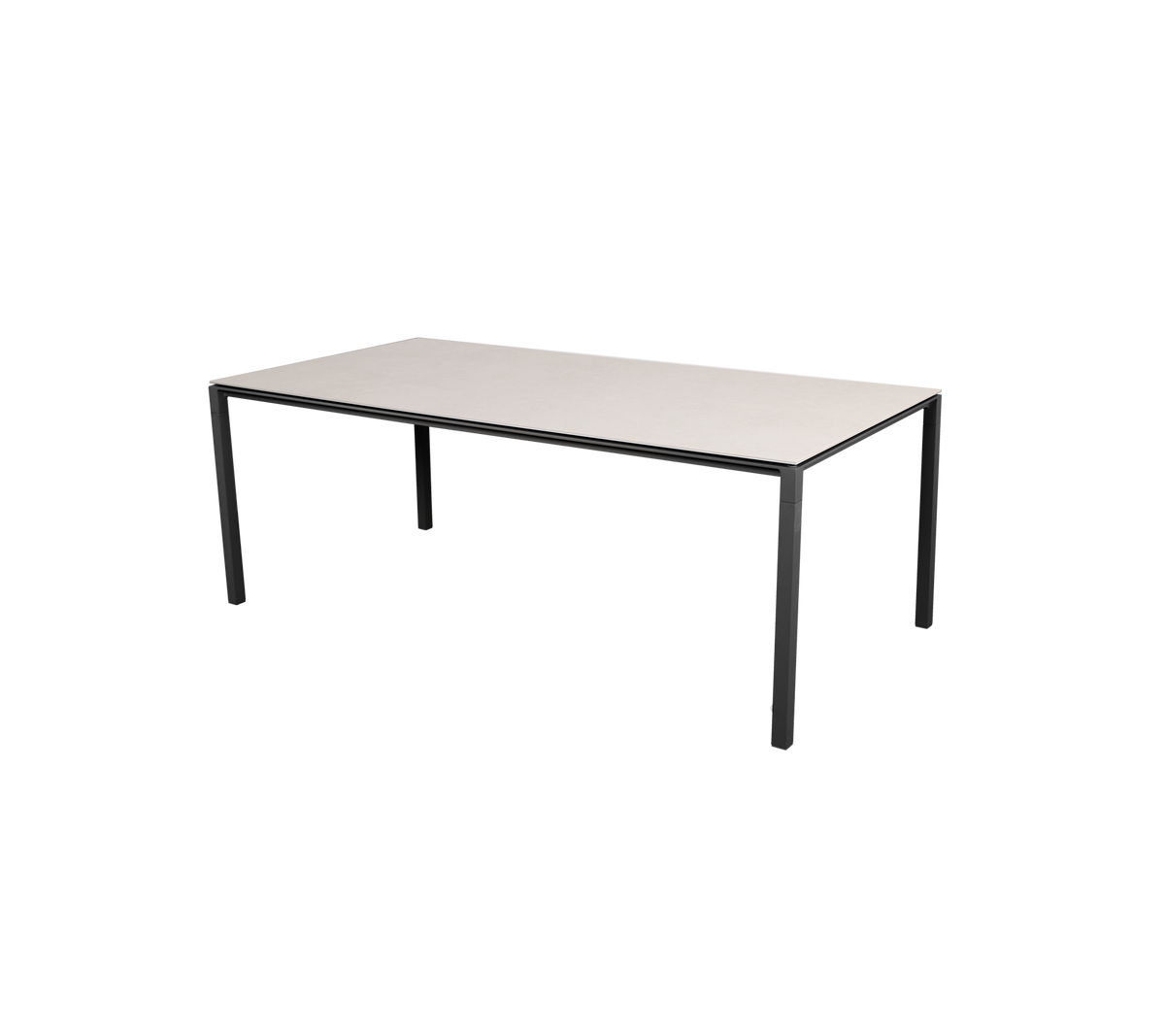 Cane-line Pure spisebord 200×100 cm – Lava grey, aluminium / Toscana sand, keramikk