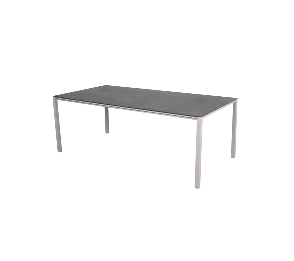Cane-line Pure spisebord 200×100 cm – Sand, aluminium / Fossil black, keramikk