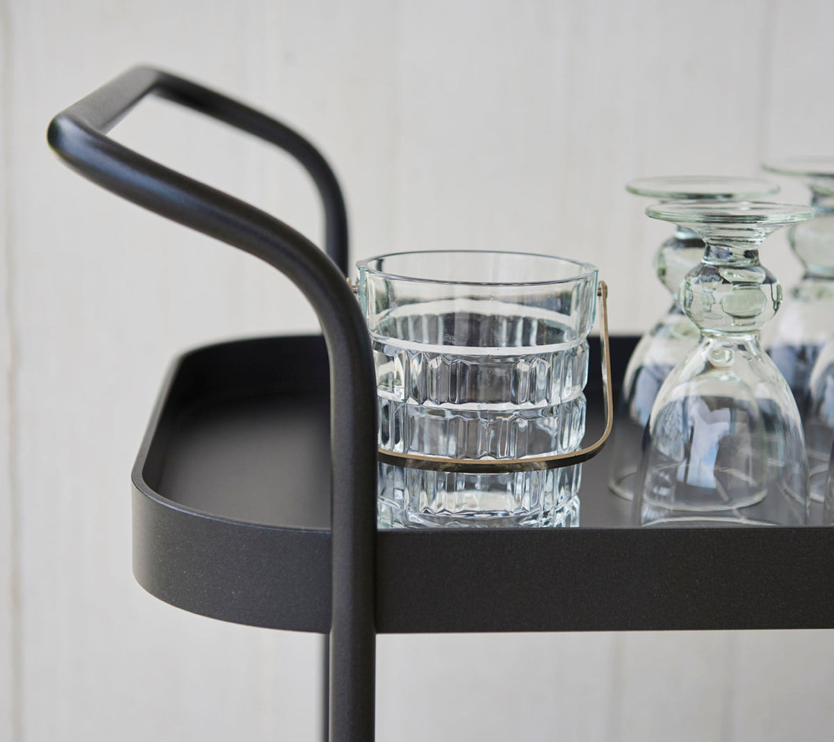 Cane-line Roll barvogn med teakplater, Lava grey