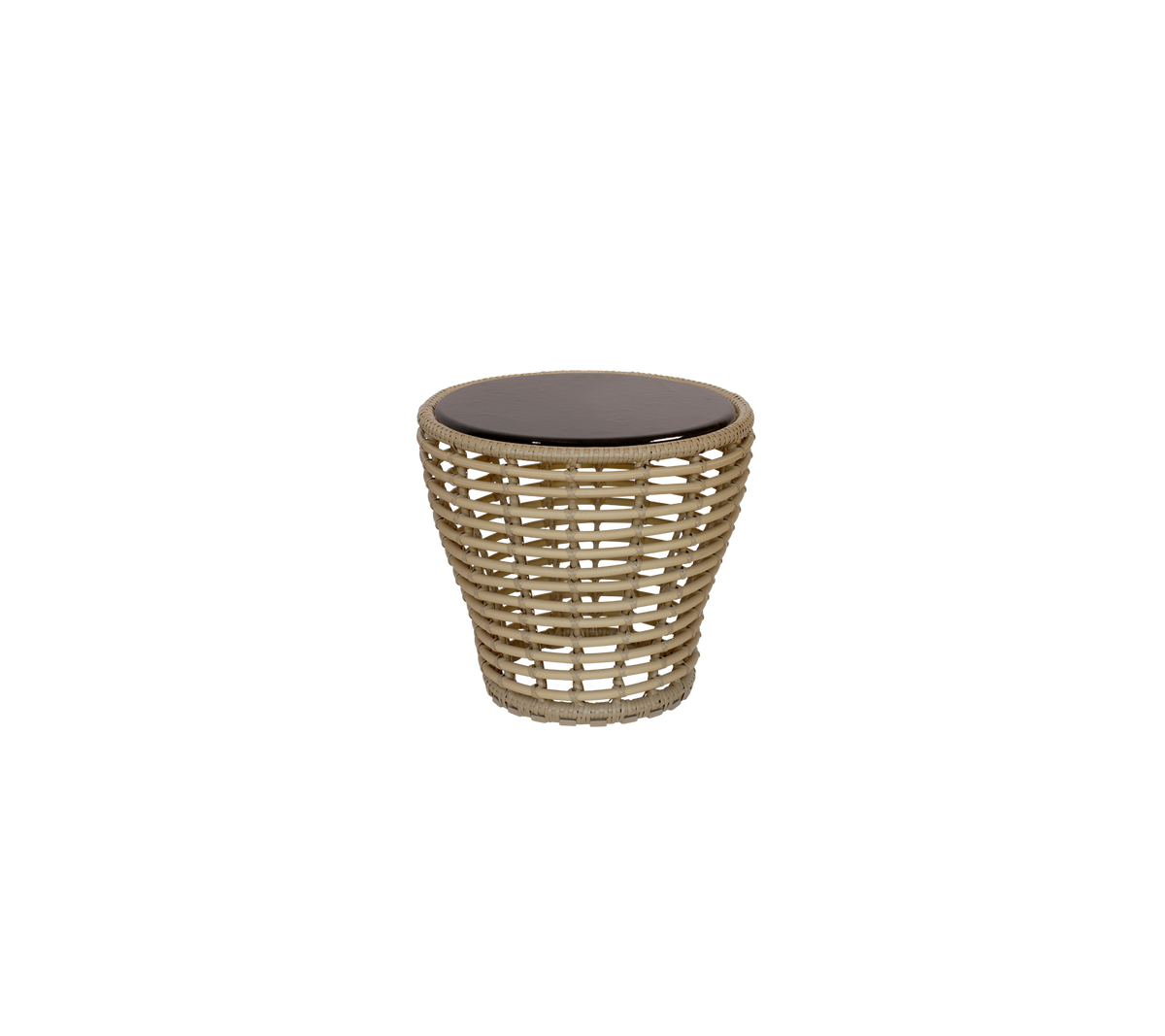 Cane-line Basket sofabord liten – Natural, braid Weave / Black, glasert lavastein