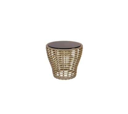 Cane-line Basket sofabord liten – Natural, braid Weave / Black, glasert lavastein