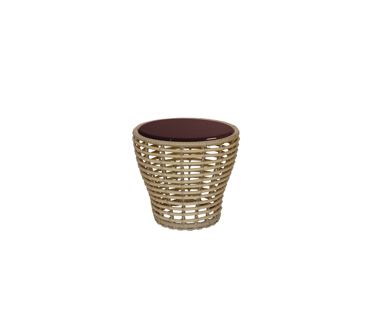 Cane-line Basket sofabord liten – Natural, braid Weave / Burgundy, glasert lavastein