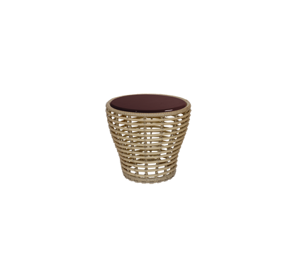 Cane-line Basket sofabord liten – Natural, braid Weave / Burgundy, glasert lavastein
