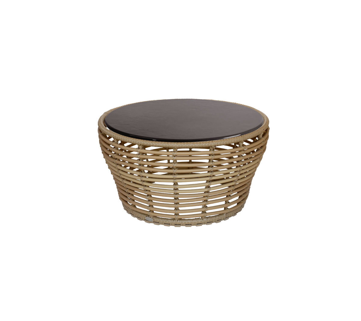Cane-line Basket sofabord medium – Natural, braid Weave / Black, glasert lavastein