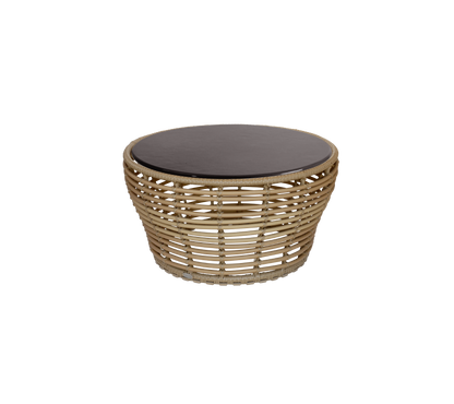 Cane-line Basket sofabord medium – Natural, braid Weave / Black, glasert lavastein