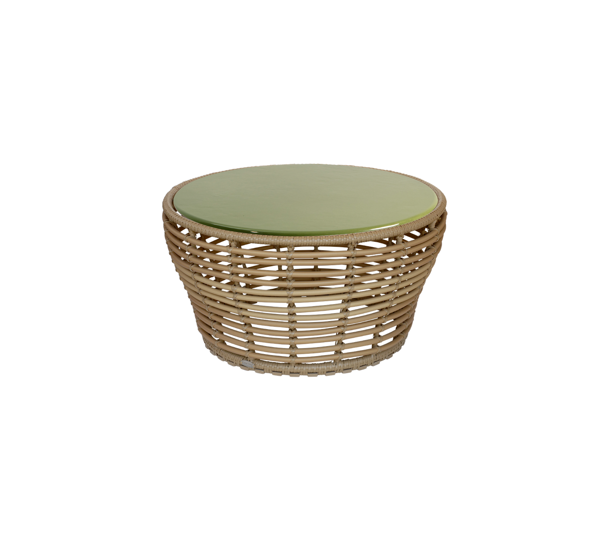 Cane-line Basket sofabord medium – Natural, braid Weave / Green, glasert lavastein