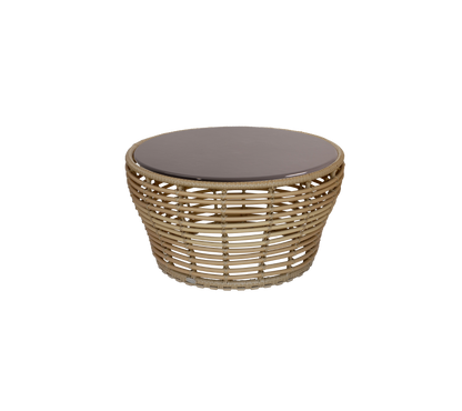 Cane-line Basket sofabord medium – Natural, braid Weave / Taupe, glasert lavastein