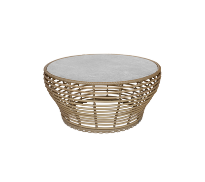 Cane-line Basket sofabord stor – Natural, braid Weave / Fossil grey, keramikk