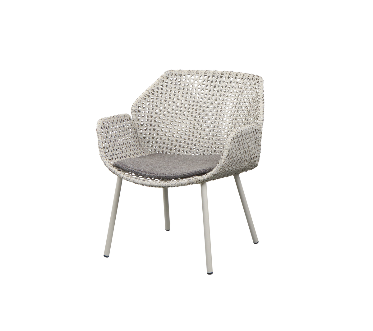 Cane-line Vibe loungestol – Sand/dark sand, small cross peel Weave / Dark grey, Wove