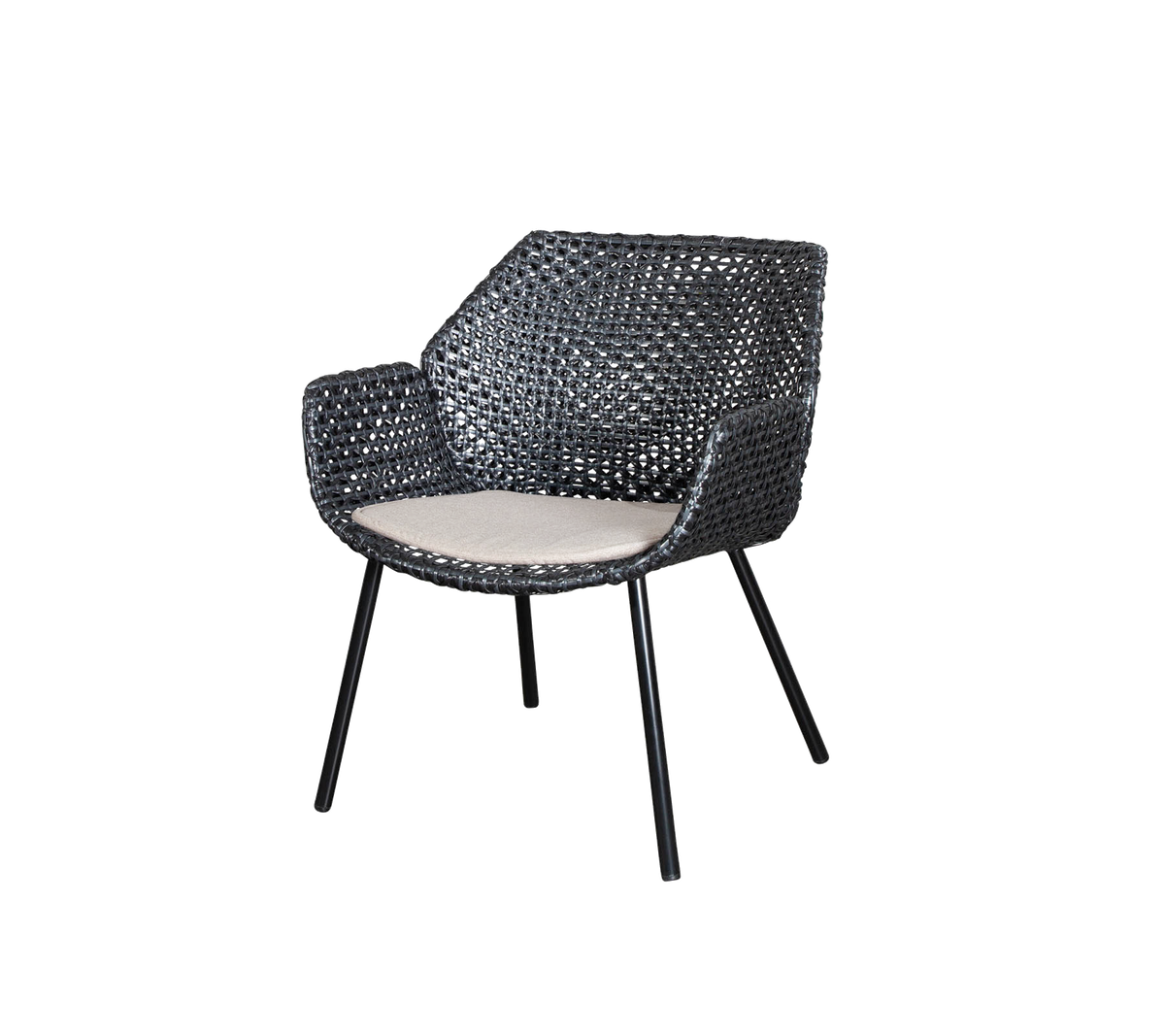 Cane-line Vibe loungestol – Black/graphite, small cross peel Weave / Sand, Natté