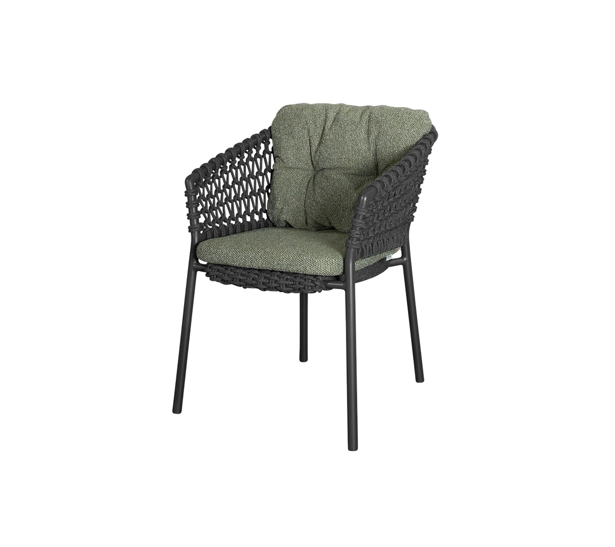 Cane-line Ocean stol m/putesett – Dark grey, round open Soft Rope / Dark green, Wove