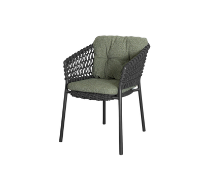 Cane-line Ocean stol m/putesett – Dark grey, round open Soft Rope / Dark green, Wove
