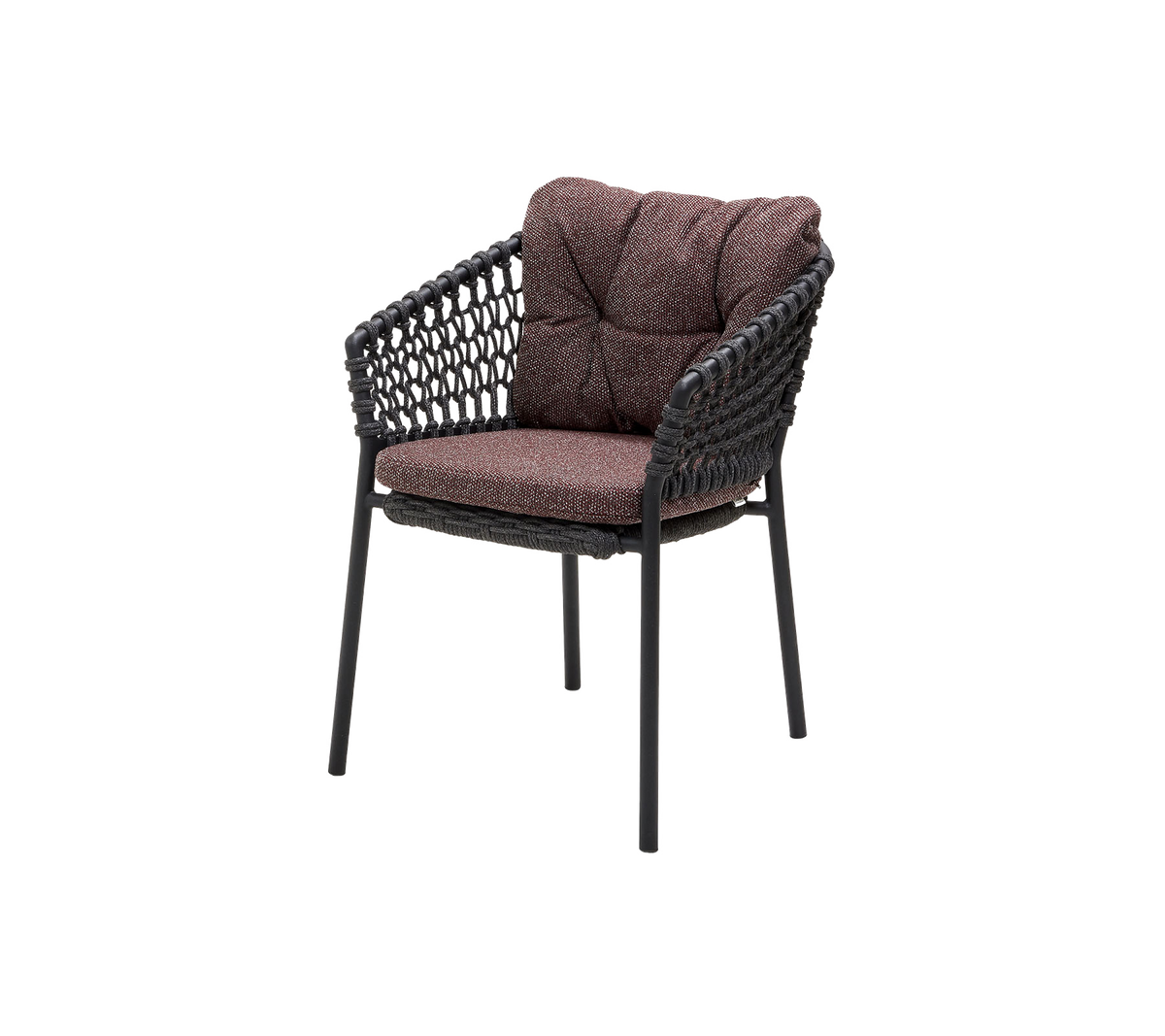 Cane-line Ocean stol m/putesett – Dark grey, round open Soft Rope / Dark bordeaux, Wove