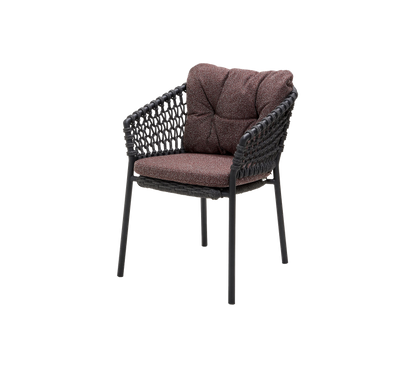 Cane-line Ocean stol m/putesett – Dark grey, round open Soft Rope / Dark bordeaux, Wove