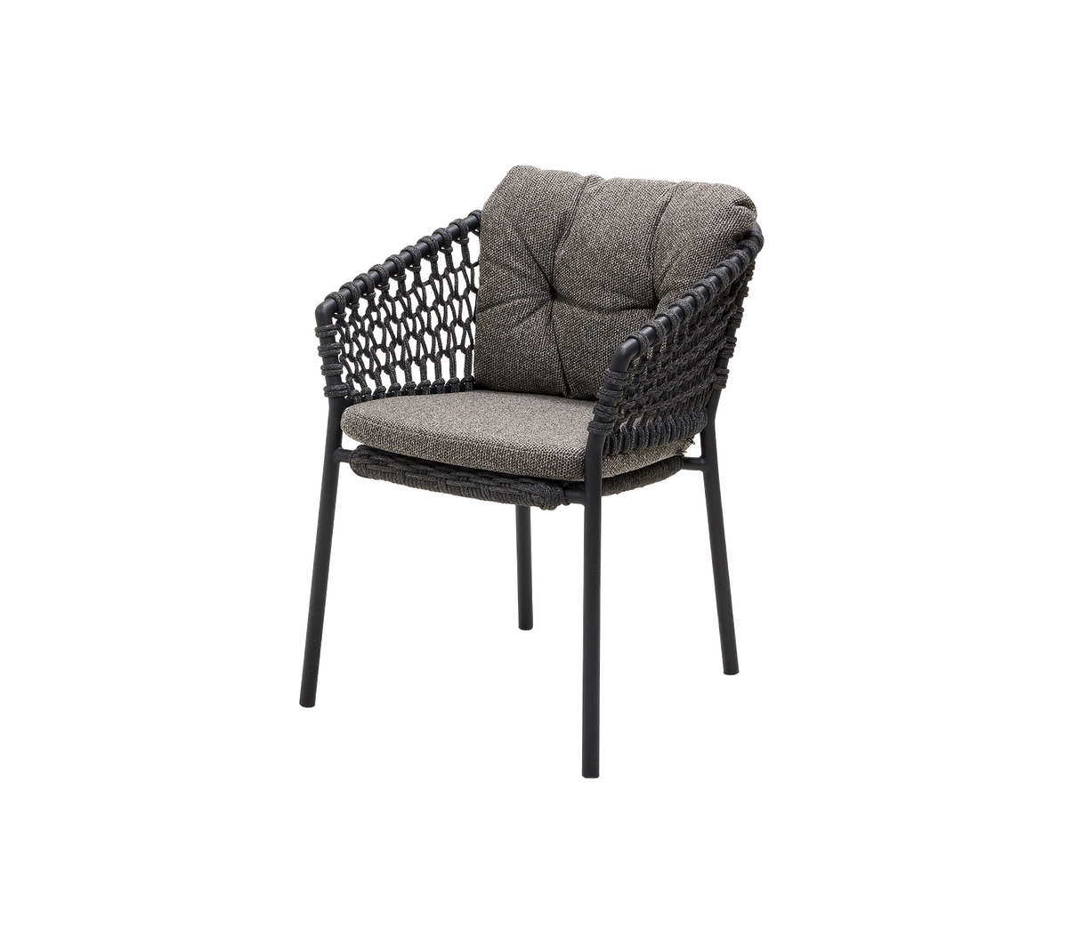 Cane-line Ocean stol m/putesett – Dark grey, round open Soft Rope / Dark grey, Wove