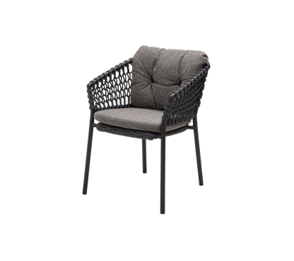 Cane-line Ocean stol m/putesett – Dark grey, round open Soft Rope / Dark grey, Wove