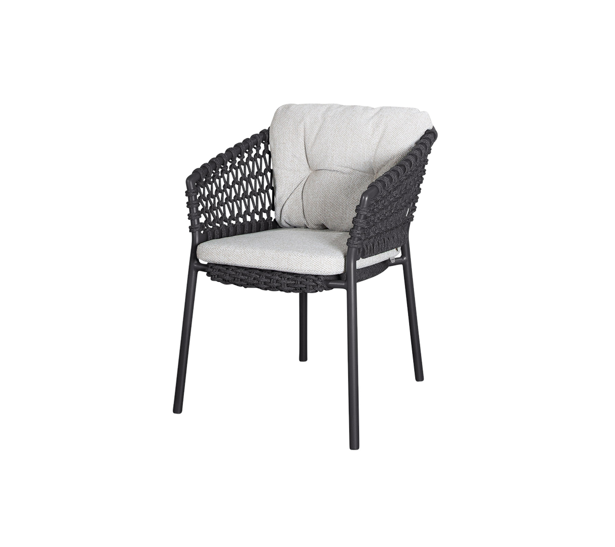 Cane-line Ocean stol m/putesett – Dark grey, round open Soft Rope / Light brown, Wove