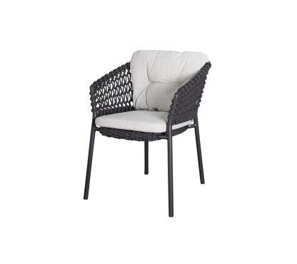 Cane-line Ocean stol m/putesett – Dark grey, round open Soft Rope / Light brown, Wove