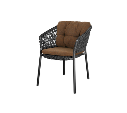 Cane-line Ocean stol m/putesett – Dark grey, round open Soft Rope / Umber brown, Rise