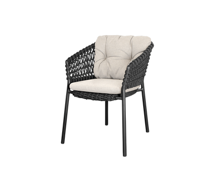 Cane-line Ocean stol m/putesett – Dark grey, round open Soft Rope / Desert sand, Rise
