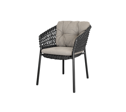 Cane-line Ocean stol m/putesett – Dark grey, round open Soft Rope / Light brown, Rise
