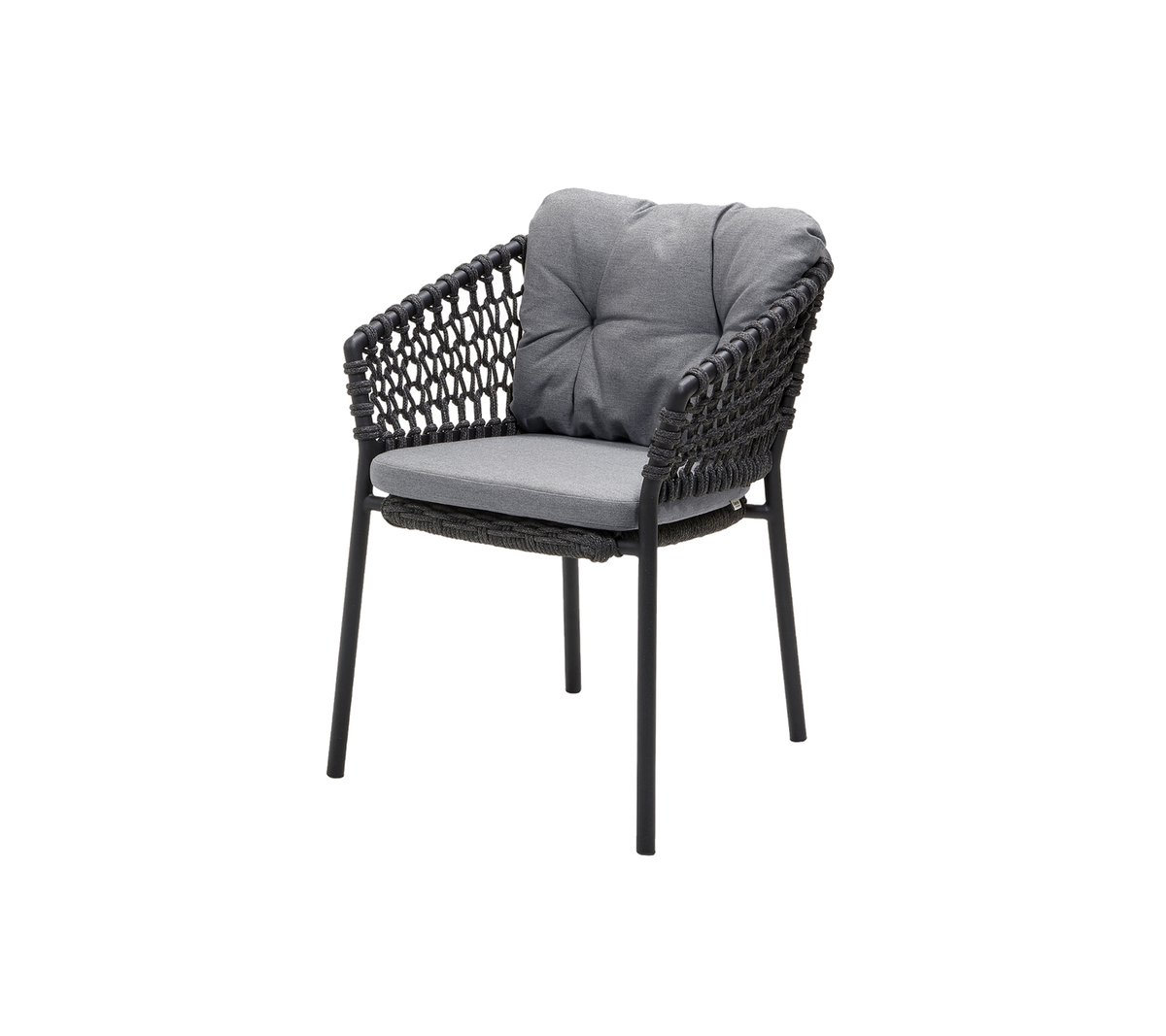 Cane-line Ocean stol m/putesett – Dark grey, round open Soft Rope / Grey, Natté