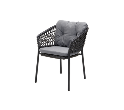 Cane-line Ocean stol m/putesett – Dark grey, round open Soft Rope / Grey, Natté
