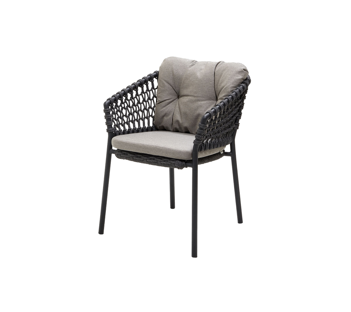 Cane-line Ocean stol m/putesett – Dark grey, round open Soft Rope / Taupe, Natté