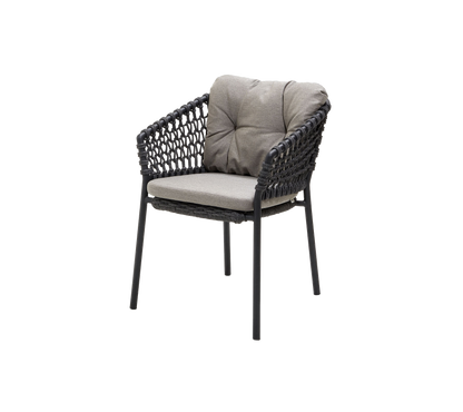 Cane-line Ocean stol m/putesett – Dark grey, round open Soft Rope / Taupe, Natté