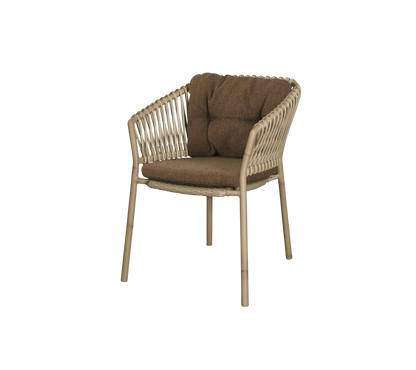 Cane-line Ocean stol m/putesett – Natural, aluminium m/natural, medium round sticks Weave / Umber brown, Rise