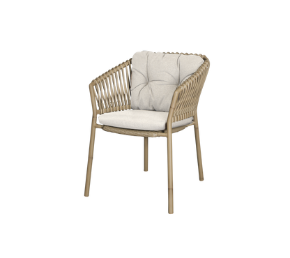 Cane-line Ocean stol m/putesett – Natural, aluminium m/natural, medium round sticks Weave / Desert sand, Rise