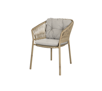 Cane-line Ocean stol m/putesett – Natural, aluminium m/natural, medium round sticks Weave / Light brown, Rise
