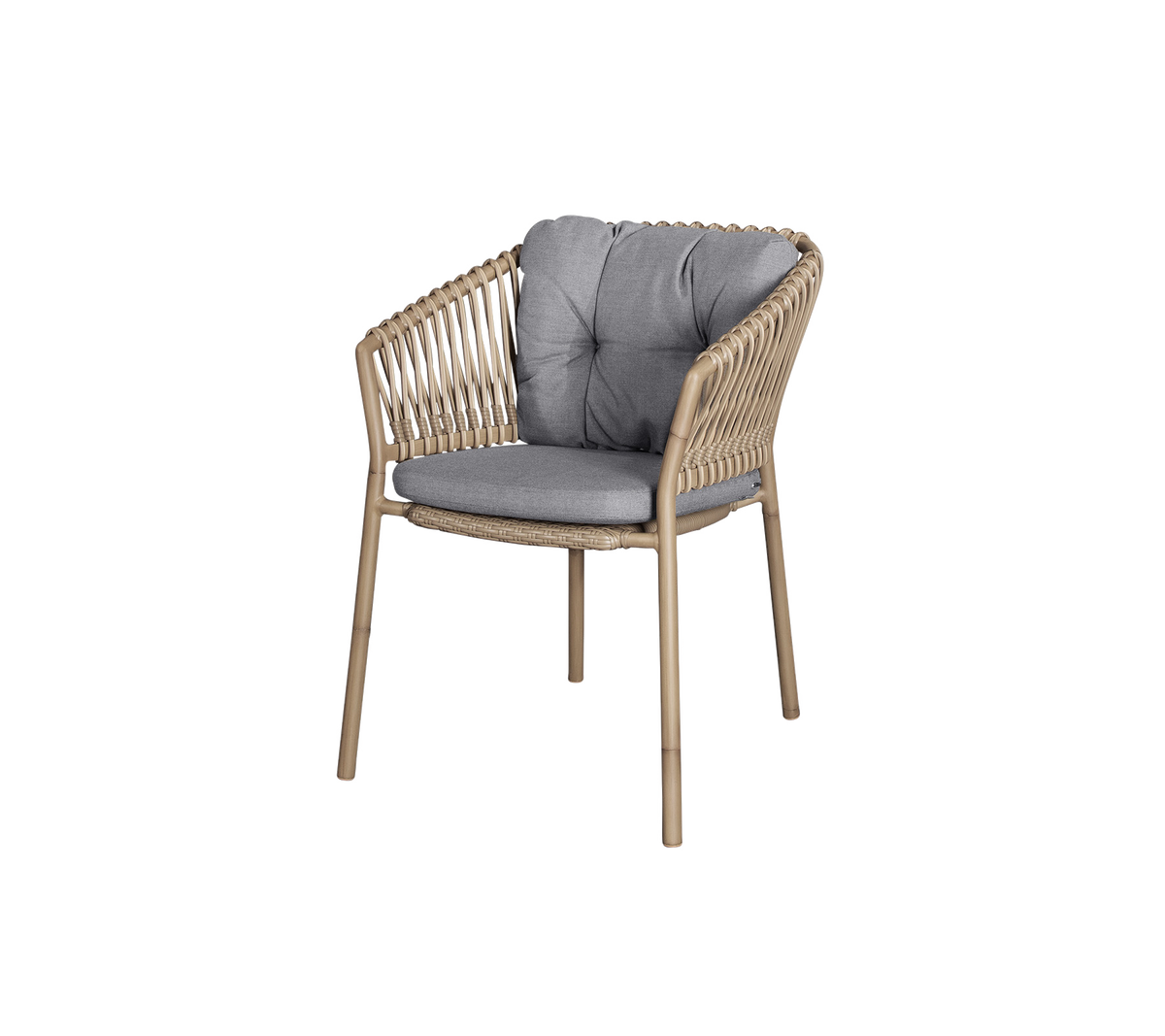 Cane-line Ocean stol m/putesett – Natural, aluminium m/natural, medium round sticks Weave / Grey, Natté