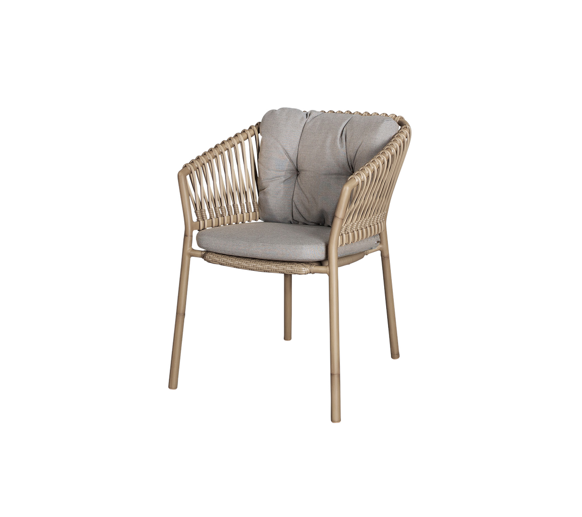 Cane-line Ocean stol m/putesett – Natural, aluminium m/natural, medium round sticks Weave / Taupe, Natté