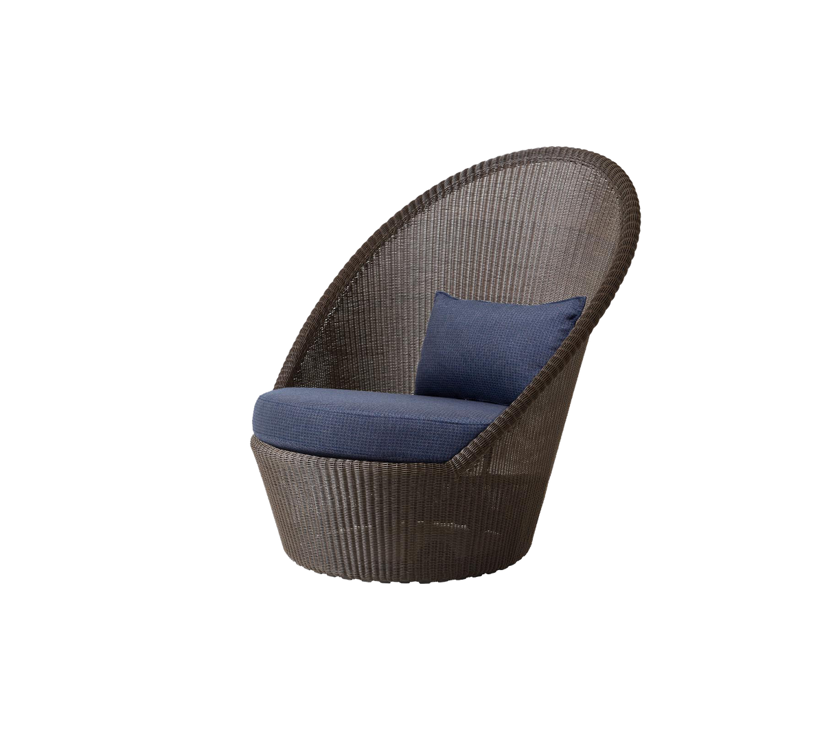 Cane-line Kingston solstol m/hjul – Mocca, small round Weave / Blue, Link m/QuickDry & Airflow