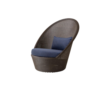 Cane-line Kingston solstol m/hjul – Mocca, small round Weave / Blue, Link m/QuickDry & Airflow