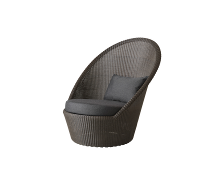 Cane-line Kingston solstol m/hjul – Mocca, small round Weave / Black, Natté m/QuickDry & Airflow