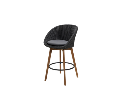 Cane-line Peacock barstol, teak – Dark grey, medium flat Soft Rope m/teak / Grey, Natté