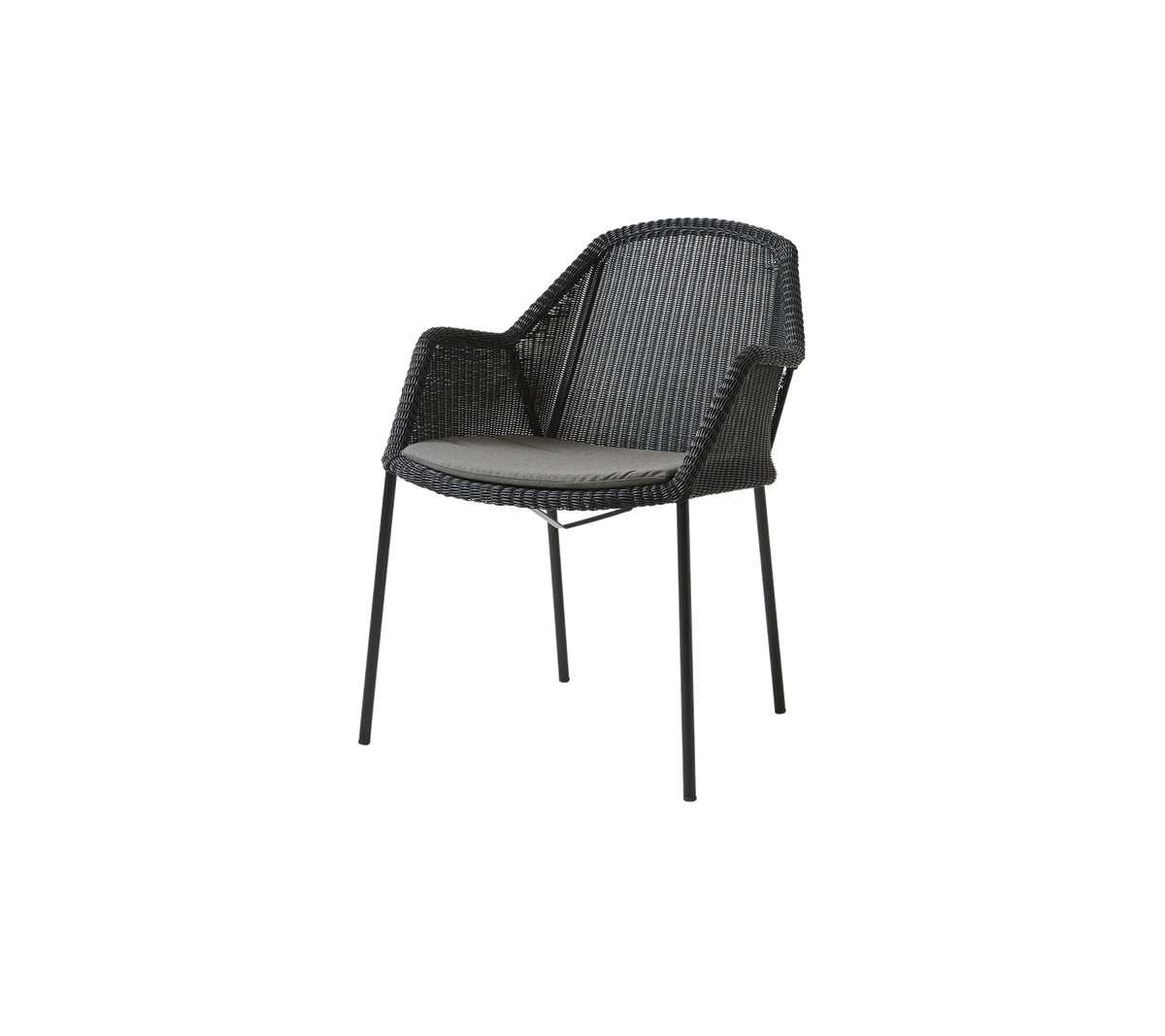 Cane-line Breeze spisestol, stablebar – Black, small round Weave / Taupe, Natté