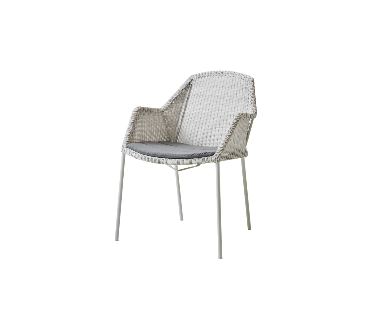 Cane-line Breeze spisestol, stablebar – White grey, small round Weave / Grey, Natté