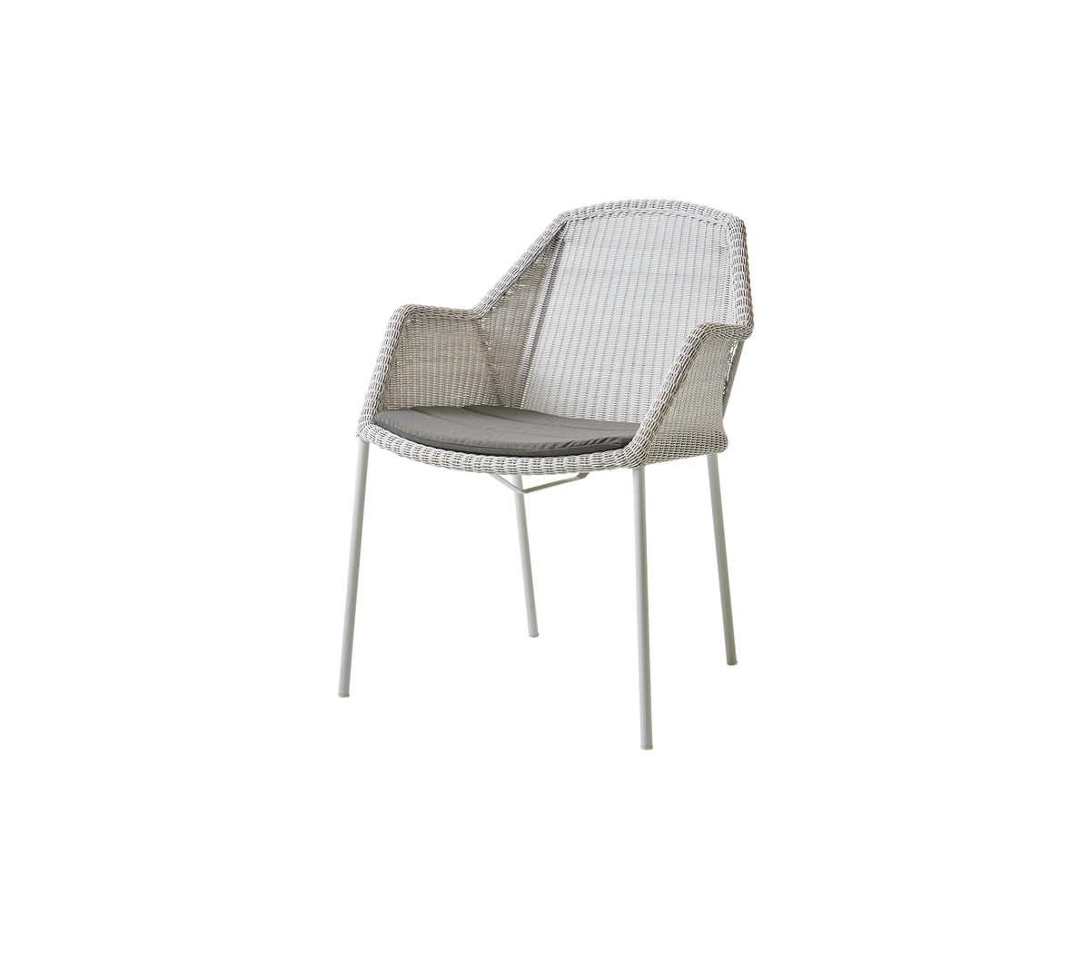 Cane-line Breeze spisestol, stablebar – White grey, small round Weave / Taupe, Natté
