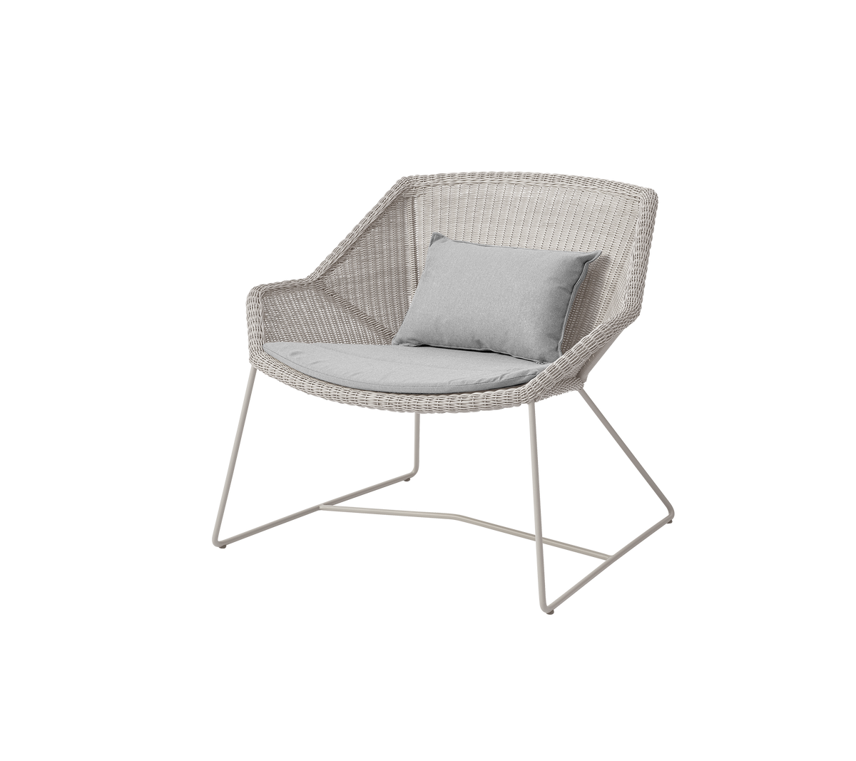 Cane-line Breeze loungestol – Sand, small round Weave / Light grey, Natté m/sete- og ryggpute