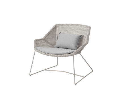 Cane-line Breeze loungestol – Sand, small round Weave / Light grey, Natté m/sete- og ryggpute