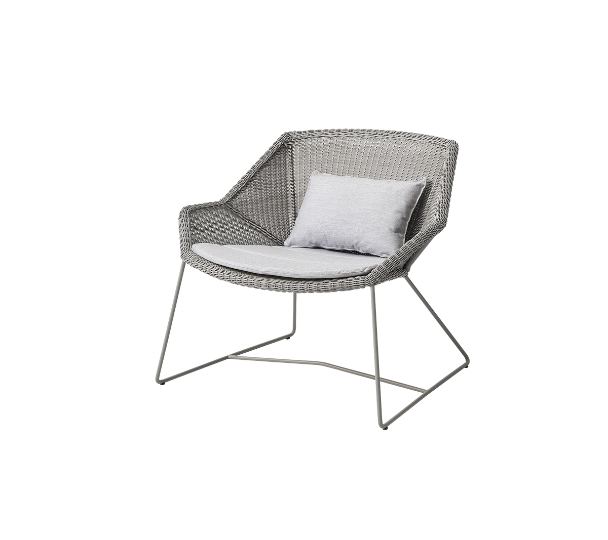 Cane-line Breeze loungestol – Taupe, small round Weave / Light grey, Natté m/sete- og ryggpute