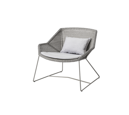 Cane-line Breeze loungestol – Taupe, small round Weave / Light grey, Natté m/sete- og ryggpute
