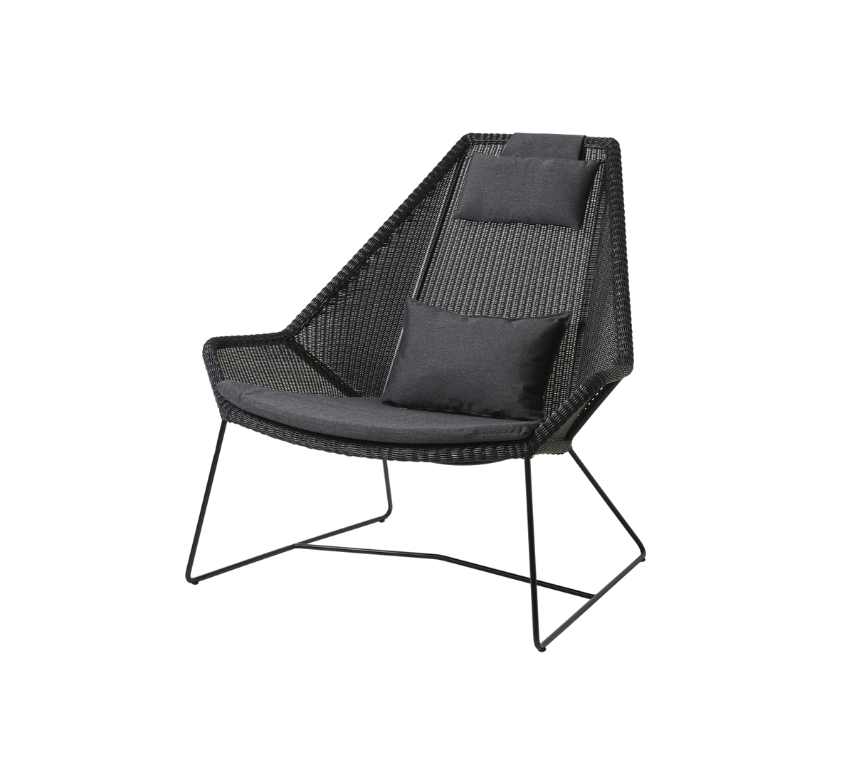 Cane-line Breeze highback stol – Black, small round Weave / Black, Natté