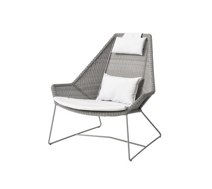Cane-line Breeze highback stol – Taupe, small round Weave / White, Natté