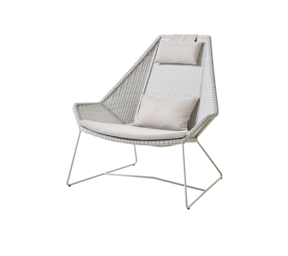 Cane-line Breeze highback stol – White grey, small round Weave / Sand, Natté