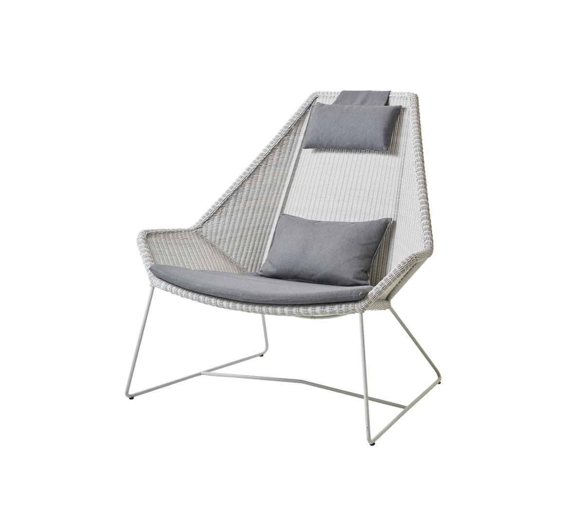 Cane-line Breeze highback stol – White grey, small round Weave / Grey, Natté