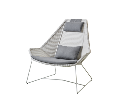 Cane-line Breeze highback stol – White grey, small round Weave / Grey, Natté